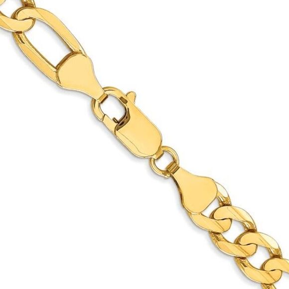 10K Gold Solid Concave Figaro Chain, 24 inches long and 6.75mm wide - Picture 3 of 4
